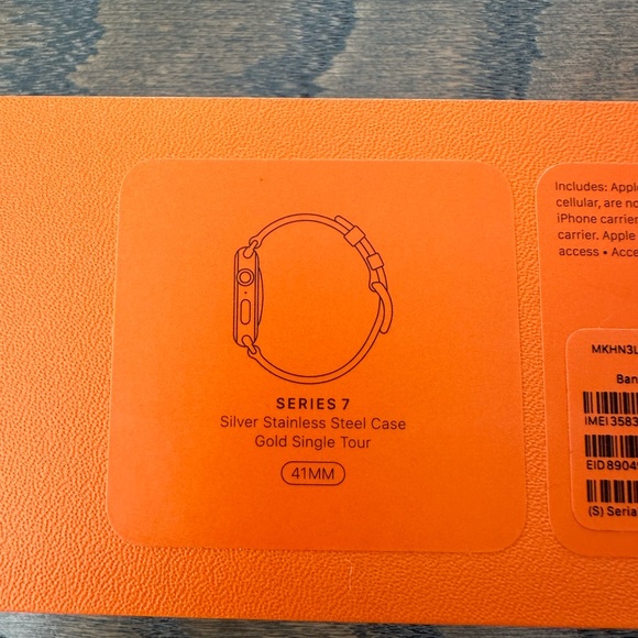 Apple Watch Hermes Series 7 41mm Silver Stainless Steel Gold Single Tour - Picture 8 of 11
